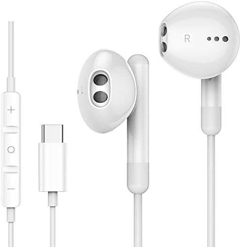 USB C Earbuds for i Phone 16 & i Pad Pro – High-Fidelity Wired Headphones with Volume Control & Mic for Google Pixel & Samsung Galaxy – Lightweight, Durable, and Comfortable for Everyday Use & Commutes – Enhanced Audio Experience