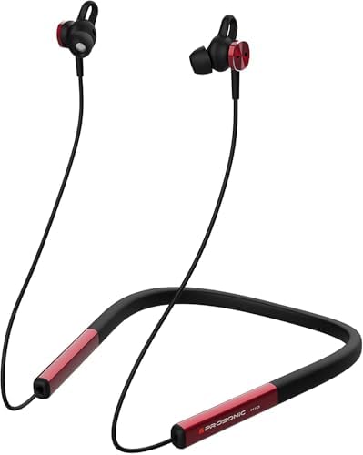 Prosonic Wireless Neckband Headphones – Premium HD Stereo Sound with 12 mm Drivers, 12-Hour Playtime, IPX5 Waterproof Rating, Ergonomic Sport Design for Active Lifestyles, Bluetooth 5.0 Connectivity for Seamless Audio Experience – Perfect for Fitness Enthusiasts and Music Lovers