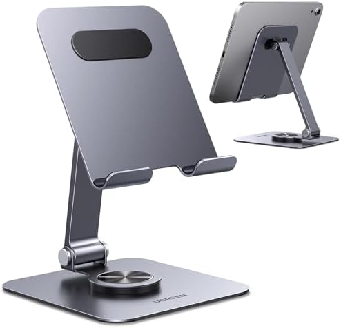 UGREEN 360° Rotating Aluminum Tablet Stand Holder – Adjustable Multi-Angle Desktop Accessory for i Pad Pro, Air, Mini (13, 12.9, 11 Inch) – Enhance Productivity & Comfort at Home or Office