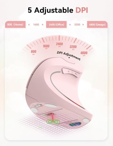 TECKNET Wireless Vertical Mouse – 4800 DPI Ergonomic Design for Ultimate Comfort & Precision, Adjustable DPI Levels for Seamless Navigation, Silent Clicks & 2.4 GHz Technology for Laptops, Desktops & Mac – Ideal Carpal Tunnel Relief Accessory