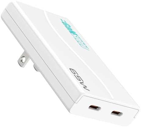 Revolutionary 65 W Ga N PD USB-C Folding Charger Adapter – Dual Ports for Lightning-Fast Charging of i Phone 15/16 Pro Max, Galaxy S24/Z Fold, i Pad Air/Pro, and Mac Book – Ultra-Slim Design for Ultimate Portability and Enhanced Device Compatibility
