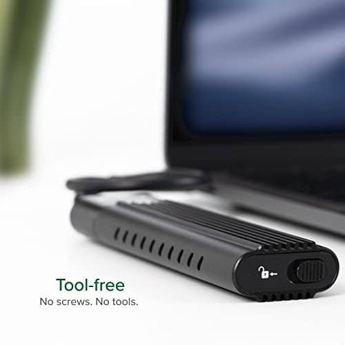 Ultra-Fast Plugable M.2 NVMe SSD Enclosure – Tool-Free, Driverless Design for Effortless Data Access with USB 3.1 Type-C, Thunderbolt 3 & USB4 Compatibility at 10 Gbps – Supports PCIe Gen 3 & 4 for 2230 to 2280 SSDs – Includes Essential USB Cables for Seamless Connectivity and Enhanced Portability