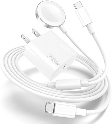 Revolutionize Your Charging Routine with the MFi Certified 2-in-1 USB-C Fast Charger for i Phone 15 & Apple Watch – 6 FT Magnetic Cable with 20 W Wall Block for Ultimate Efficiency and Compatibility Across All Apple Watch Series SE/9/8/7/6/5/4/3/2/1. Enjoy Rapid Charging Power and Extended Reach for Seamless Device Use.