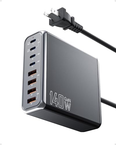 Ultimate 140 W USB-C 8-Port Fast Charging Station – Portable Ga N Power Adapter for Mac Book Pro/Air, i Phone 15/Pro, Galaxy & More – Compact Travel Charger with 65 W Laptop Support for Effortless Device Management and Efficiency