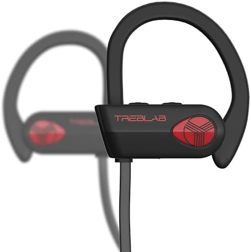TREBLAB XR500 Waterproof Bluetooth Earbuds – Noise Cancelling Sport Headphones for Running and Workouts, Secure Fit, IPX7 Rated, Wireless Connectivity, Built-In Mic for Hands-Free Calls, Compatible with All Devices