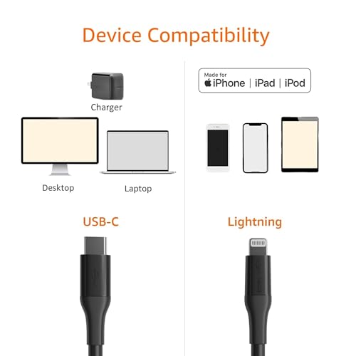 Premium 10 ft MFi Certified USB-C to Lightning Charging Cable for Apple i Phone – High-Speed Nylon Braided Design for Ultimate Durability and Flexibility – Fast Charge & Data Sync Capability in Sleek White Finish