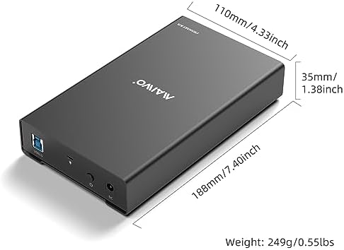 MAIWO 24 TB External Hard Drive Enclosure for 2.5″ & 3.5″ SATA HDD/SSD – High-Speed USB 3.0 Adapter with UASP Technology, Durable Aluminum Alloy Case for Optimal Heat Dissipation and Enhanced Data Transfer Performance