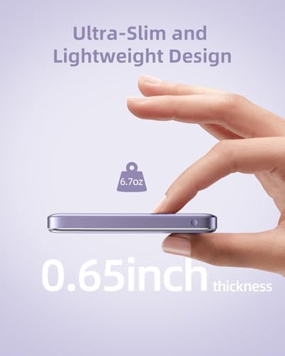 Magnetic Wireless Power Bank for i Phone – 10,000 m Ah Fast Charge Portable Charger with USB-C Cable & PD 20 W Technology – Seamless Compatibility for i Phone 15/14/13/12 Mini, Plus, Pro, and Pro Max – Effortless Magnetic Attachment & Lightweight Design for On-the-Go Convenience