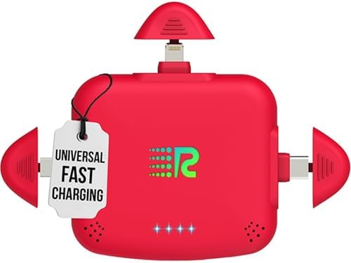 Ultimate 3-in-1 Portable Power Bank – 3300 m Ah Capacity for High-Speed Charging, Multi-Device Compatibility with i Phone, Android, Type C & Micro-USB – Charge 3 Devices Simultaneously in Sleek RC33 Red – Travel-Ready Efficient Power Solution