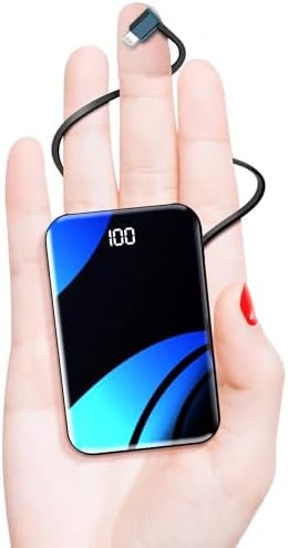 Ultra-Compact 10,000 m Ah Portable Charger with Built-In USB-C Cable – 22.5 W PD Fast Charging Power Bank for i Phone & i Pad – Lightweight Mini Battery Pack for Effortless On-the-Go Charging Solutions