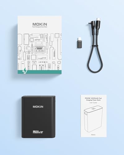 MOKi N 30 W Fast Charging Portable Power Bank – 10,000 m Ah Battery Charger with USB C PD3.0 & QC4.0, Digital Display, Dual Ports for i Phone 15/14/13 & Samsung – Ultimate Travel Companion for Rapid Device Charging
