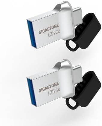 GIGASTONE 256 GB Nano Luxus Dual Drive (2-Pack) – Ultra-Fast USB 3.2 Gen 1 Flash Drive with Dual USB-A & Type-C Ports, 100 MB/s Speed, Sleek Metal Design for Effortless File Transfers Across PC, Mac, Smartphones, TVs & Cars – Enhanced Compatibility & Plug & Play Convenience