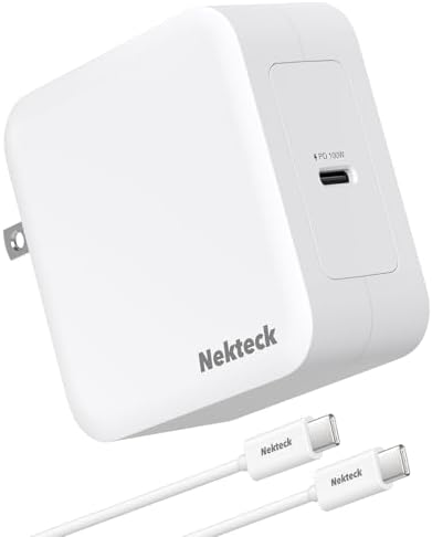 Nekteck 100 W Ga N IV USB-C Charger & 6.6 Ft Cable – Ultra-Fast Power Delivery Solution for Mac Book Pro/Air, i Pad Pro & All USB-C Devices – Compact, Foldable Design with Enhanced Safety Features & 90% Charging Efficiency