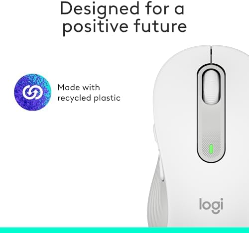 Logitech Signature M650 L Wireless Mouse for Large Hands – Ergonomic Comfort, 2-Year Battery Life, Silent Click Technology, Customizable Functions, Bluetooth Compatible with PC/Mac/Chromebook – Elegant Off White Finish for Professional & Casual Use