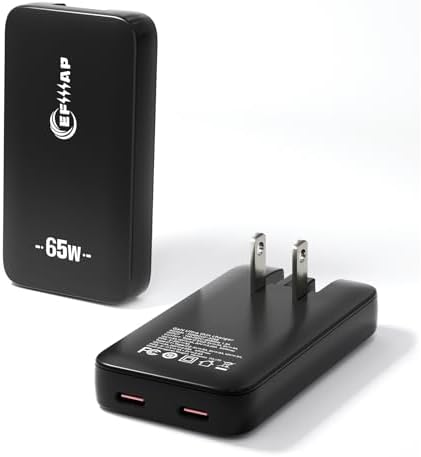 65 W Dual-Port USB C Wall Charger with Foldable Plug & 2.28 ft Cable – Ultimate Fast Charging Solution for i Phone 16/15 Pro Max & Samsung Galaxy – Portable Power Anywhere, Anytime