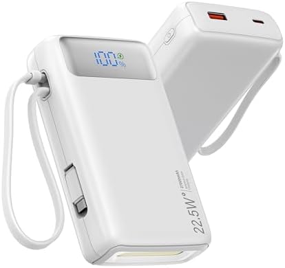 High-Capacity 27000 m Ah Portable Power Bank with Built-In Cable for i Phone 15/16 Series – Fast-Charging USB-C Battery Pack, LED Display for On-the-Go Charging, Reliable Travel Companion for All Smartphones