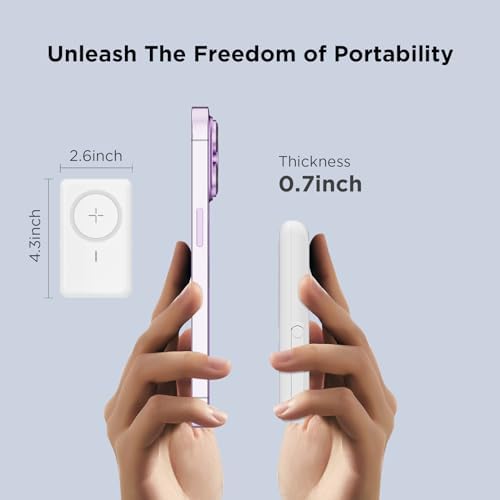 Ultimate PEGY 4 in 1 Power Bank: Fast Charging 5000 m Ah, Magnetic Wireless Charger, Foldable Phone Holder & Wireless Headset – Perfect Companion for i Phone 15/14/13/12 Series, Enhance Your On-the-Go Efficiency and Connectivity