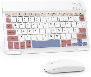 Sleek Wireless Keyboard and Mouse Combo – Rechargeable Bluetooth & 2.4 GHz USB for i Pad, Smartphone, PC & Laptop – Ergonomic Design for Ultimate Comfort in White – Elevate Your Workspace Efficiency!