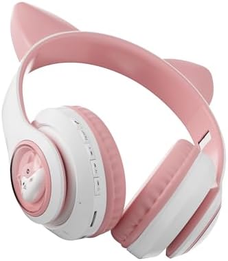 Charming Cat Ear Kids Bluetooth Headphones – Stylish Wireless On-Ear Design with Volume Limiter & LED Lights for Safe Listening – Compatible with Amazon Fire Tablets, Laptops, and More (Vibrant Pink) – Ideal for Toddlers and Young Music Lovers!