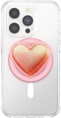Elevate Your Smartphone Experience with the Mag Safe Compatible Pop Sockets Grip – Stylish Enamel Silver Heart Design, Magnetic Phone Stand & Secure Grip for i Phone, Ideal for Hands-Free Viewing & Effortless Wireless Charging, Customizable Swappable Top for Personal Flair