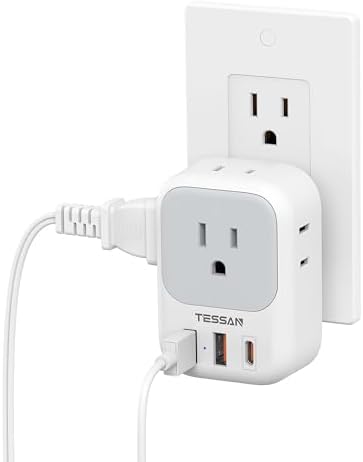 TESSAN Ultimate USB Charger Block – 3-Port Wall Plug Adapter with 4-Box Splitter for Effortless Multi-Device Charging at Home, Office, or Travel – Compact Design with Surge Protection and Enhanced Compatibility for Your Essential Electronics