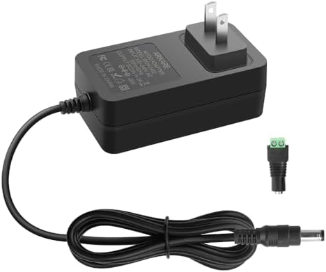 High-Performance 24 V 2 A Power Supply Adapter: Versatile 48 W AC to DC Converter for LED Strips, CCTV Cameras, and Printers – 4.9 FT Cable with Dual Barrel Plug Compatibility (5.5 x 2.5 mm & 2.1 mm) – Universal Input 100 V-240 V for Safe and Consistent Power Delivery – Essential Power Solution for Home and Professional Use with Enhanced Safety Features