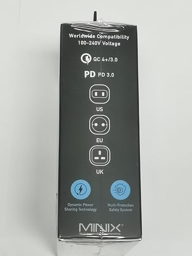 MINIX NEO P1 Mini 33 W Ga N Dual-Port Fast Charger – Ultra-Compact USB-C & Quick Charge 3.0 Adapter for i Phone 8-15, Galaxy S10-S21 & More – Essential Travel Charger with Advanced Heat Management for Efficient Multi-Device Charging