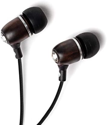 Experience Premium Sound with Symphonized Bling Genuine Wood In-Ear Noise-Isolating Headphones – Eco-Friendly Design, Built-In Mic, and Tangle-Free Nylon Cable for Enhanced Audio Compatibility in Gray