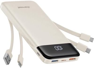 Sleek 10,000 m Ah Multi-Device Portable Charger with Built-In Cables – High-Speed 3 A Power Bank for i Phone, Samsung, Pixel, LG, Moto, i Pad – Ultimate Travel Essential with 6 Outputs for Effortless Charging on the Go