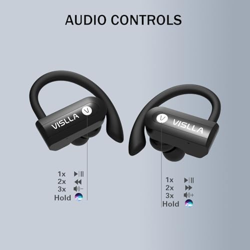 High-Performance Waterproof Bluetooth Earbuds with 82-Hour Battery Life, Ergonomic Earhooks & PU Leather Charging Case – Ideal Wireless Headphones for Gym, Running & Outdoor Activities with Hi-Fi Sound Quality and Built-in Mic for Seamless Connectivity