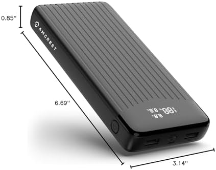 Amcrest 26,800 m Ah USB C Power Bank – High-Capacity Portable Charger with 22 W PD 3.0 Fast Charging, Dual USB Outputs & LED Display for Seamless Compatibility with Android & i OS Devices – Ideal for Travel & Daily Use