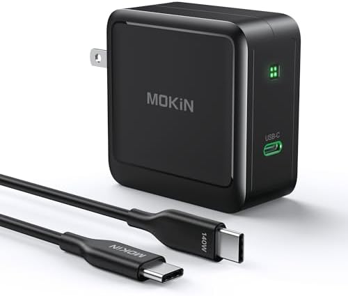 High-Performance 140 W Ga N+ Mac Book Charger – Portable USB-C Power Adapter for Mac Book Pro/Air and USB-C Devices, Fast Charging with Included Cable, Optimal Efficiency for M1-M4 & Galaxy Devices, Compact Foldable Design for Travel Convenience