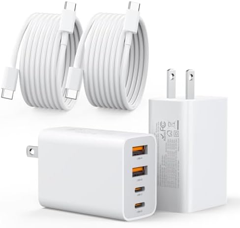 Ultimate 40 W Dual USB-C Fast Charging Adapter Set with 4-Port Power Blocks & 6 ft Cables – Superior Quick Charge Solution for i Phone 16, Samsung Devices & More – Ideal for Home, Office, and Travel Efficiency