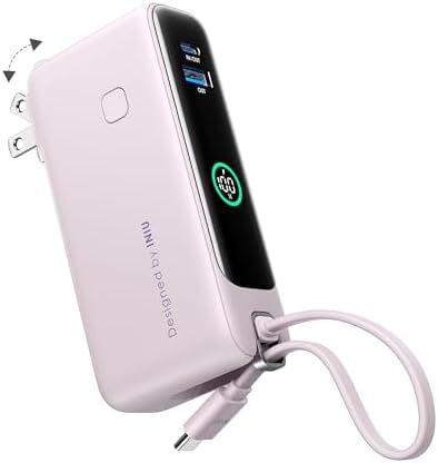 INIU 3-in-1 Travel Power Bank: 10000 m Ah Fast Charger with Built-in USB-C & Foldable AC Plug – Ultimate Portable Charging Solution for College Students, Travelers, and Tech Enthusiasts – Blue – Charge Multiple Devices Effortlessly!