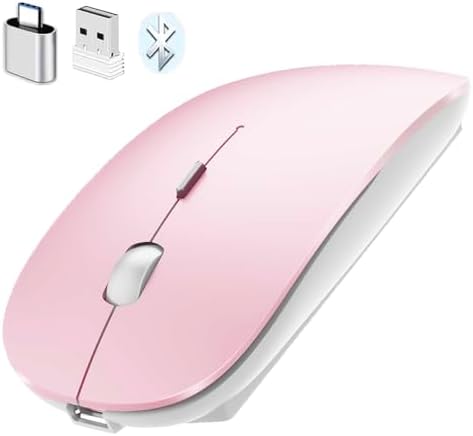 Sleek Bluetooth Wireless Mouse for Mac, Windows & i Pad – Ergonomic Design, High-Precision Navigation, Rechargeable & Dual-Mode Compatibility (Gray & Black) – Elevate Your Productivity with Clutter-Free Connectivity