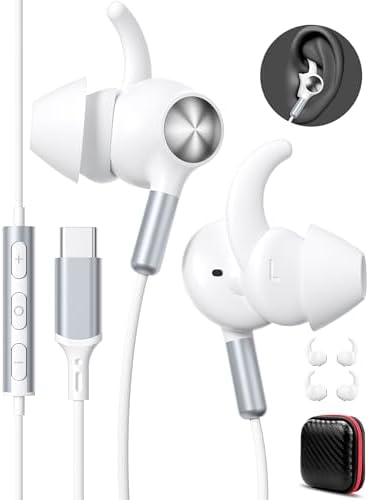APETOO Sports USB-C Wired Earbuds: Enhanced Sweatproof In-Ear Headphones with Deep Bass & Secure Anti-Fall Wingtips for Active Lifestyles, Perfect for i Phone 16 and Android Users – Comfortable Design for Women & Small Ears, Ideal for Workouts and Daily Commutes with Hands-Free Calling Capability
