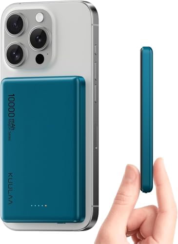 Ultra-Slim Kuulaa 10000 m Ah Mag Safe Power Bank – Fast Wireless Charger for i Phone 16/15/14/13/12 Series – Effortless Magnetic Alignment for On-the-Go Charging – High-Capacity Portable Battery Pack with LED Status Indicator