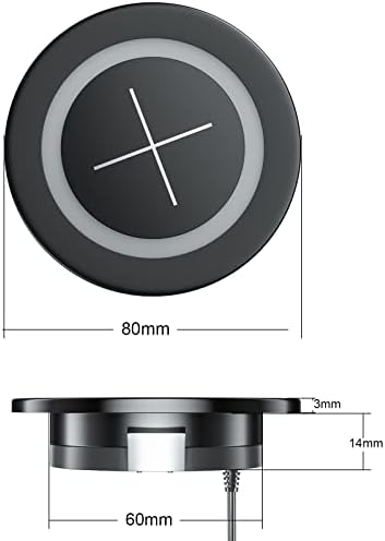 Sleek Wireless Charging Pad for Desk by JE Make IT Simple – Fast Qi-Enabled Charger for i Phone 16/15/14/13/12, Samsung, and Air Pods – Grommet Design for Clutter-Free Workspaces with Overcharge Protection and Elegant Black Finish
