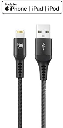 LAX MFi Certified Lightning Cable for i Phone & i Pad – 6 ft Durable Braided USB Cord with Fast Charging Capability for Enhanced Performance and Compatibility Across All Devices