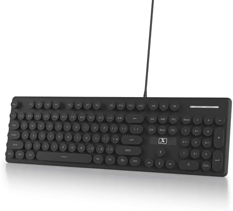 Vintage-Inspired Retro Typewriter Coffee Keyboard – Full-Size 104 Keys with LED Backlighting | Sleek & Silent Wired Membrane Design for Home & Office | Enhanced Compatibility for PC, Laptop, and Desktop Use | Elevate Your Workspace Aesthetics and Productivity