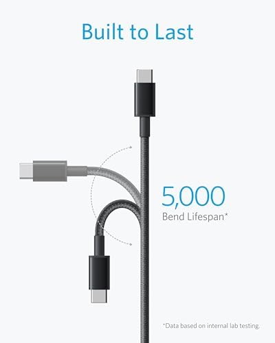 Anker 6 FT USB C to USB C Charging Cable Pack – 60 W Fast Charge for i Phone 16 Series & i Pad Mini 6 – Durable Nylon Braided Design, Enhanced Compatibility & Flexibility for All USB-C Devices (5 Pack)