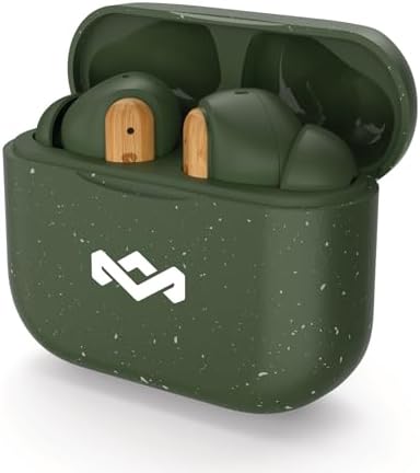 House of Marley Little Bird Eco-Conscious True Wireless Earbuds – Exceptional Audio Quality with Touch Controls, Integrated Mic, 24-Hour Battery Life, and USB-C Fast Charging – Ideal for Gamers and Music Enthusiasts (Red) – Experience Sustainable Sound Innovation for Everyday Use