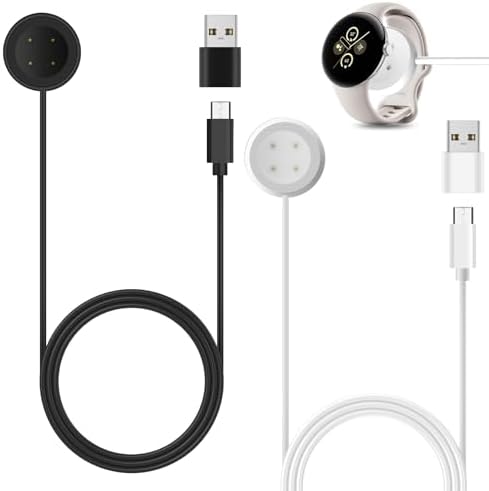 Ultimate Dual-Pack USB-C Fast Charger for Google Pixel Watch 3/2 & Fitbit Series – 3.3 Ft Portable Charging Cables with USB Adapter – Enhanced Durability & Rapid Charging for Smartwatch Users – Ideal for Home, Office, and Travel Convenience
