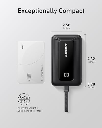 Anker 10,000 m Ah Power Bank – 30 W USB-C Fast Charging Portable Charger for Seamless Device Power, Compatible with i Phone 15/16, Mac Book, Galaxy, and More – Ultimate Travel Essential with Enhanced Safety Features and Dual Device Charging Capability
