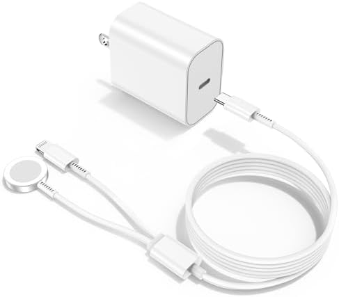 Revolutionary 2-in-1 Magnetic USB-C Charger for Apple Watch & i Phone – 3 ft Fast Charging Cable for Series Ultra/9/8/7/6/SE/SE2/5 & i Phone 14/13/12/11 Pro/Pro Max – Ultimate Convenience, Enhanced Compatibility, and Robust Durability for Modern Tech Users