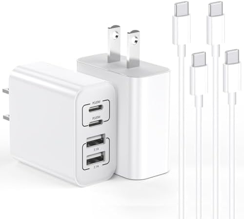 40 W Ultra-Fast Dual-Port Charging Cube for i Phone 15 – 2-Pack with 10 FT USB-C & USB-A Cables – Efficient Multi-Device Power Adapter for Home, Office, and Travel – Compact High-Speed Charger Compatible with i Pad, Galaxy, and More