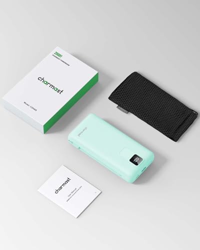 Charmast Ultra-Fast 20000 m Ah Portable Charger with Integrated Cables and Wall Plug – Universal Compatibility for i Phone 16/15/14/13, Samsung, Google, i Pad – Sleek Design, Rapid 20 W USB-C Power Delivery for On-the-Go Charging Solutions