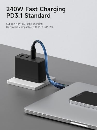 Hagibis USB 4 Cable with LED Display – 240 W Fast Charging & 8 K@60 Hz Video Output for i Phone 16/15 Pro Max, i Pad, Mac Book Pro/Air – Ultimate Thunderbolt 4/3 Data Transfer Solution for Efficient Connectivity and Enhanced Performance