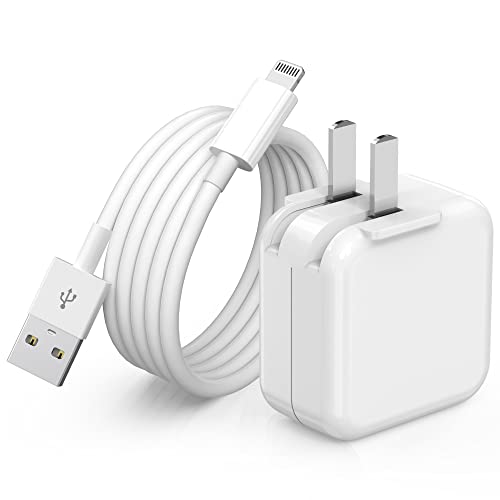 Fast Charging i Pad & i Phone Charger with 6.6 FT Lightning Cable – 12 W Portable Foldable USB Wall Charger for i Pad Mini, Air, and More – Versatile Travel Accessory for Quick Device Power-Up and Enhanced Compatibility