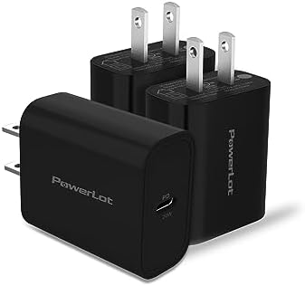 Power Lot USB C Wall Charger 3-Pack – 20 W Fast Charging Adapter for i Phone 15 Series, i Pad Pro, Air Pods & Apple Watch – Compact & Reliable Power Delivery Solution in Sleek Black – Ideal for Home & Travel Use